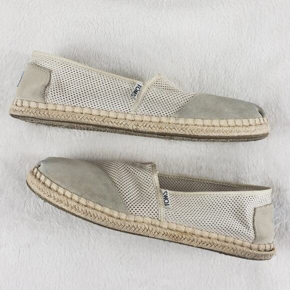 Toms Slip-On Shoes Women 12 Alpargata Espadrille Mesh Suede Comfort Cream - Picture 7 of 13